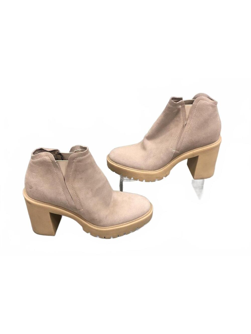 Dolce Vita Cashe H2O Tan Suede Waterproof Lug Sole Ankle Boots Women's Size 10